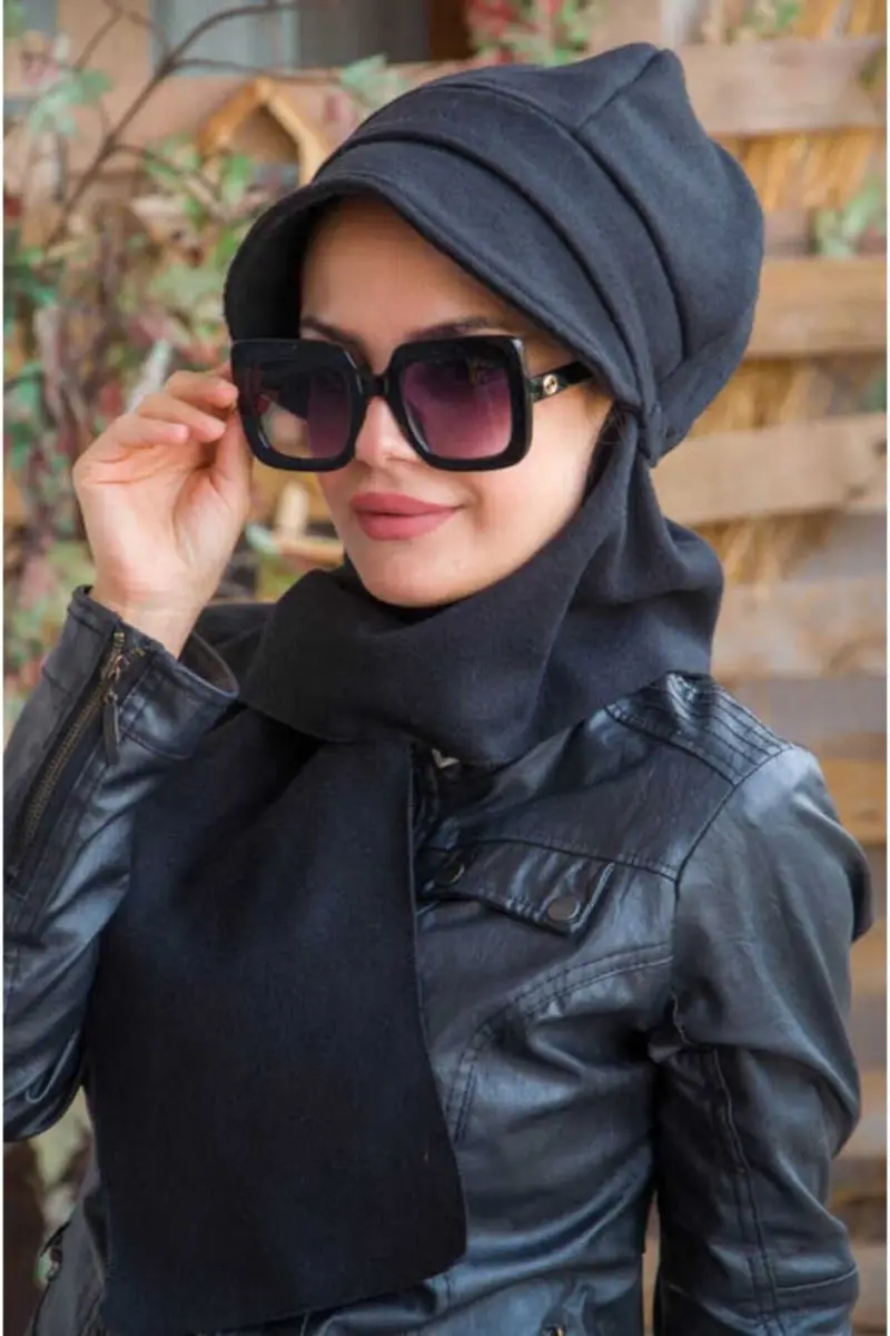 

Black stamp scarf hat Ready-made Hijab Muslim Hijab Fashion Quality Turkey Fabric