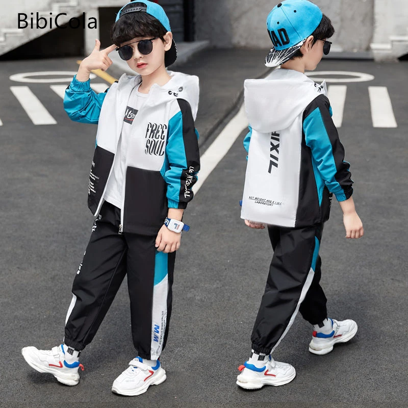 

Boys spring and autumn suits 2022 new boy sports two-piece suits big boys spring and autumn 3 piece suits