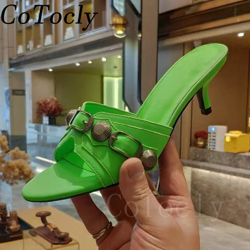 Шлепанцы женские с острым носком сандалии-гладиаторы на высоком каблуке