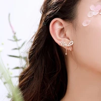 cute sweet womens crystal bow temperament earrings for women new fashion pearl korean earrings high quality jewelry gift female