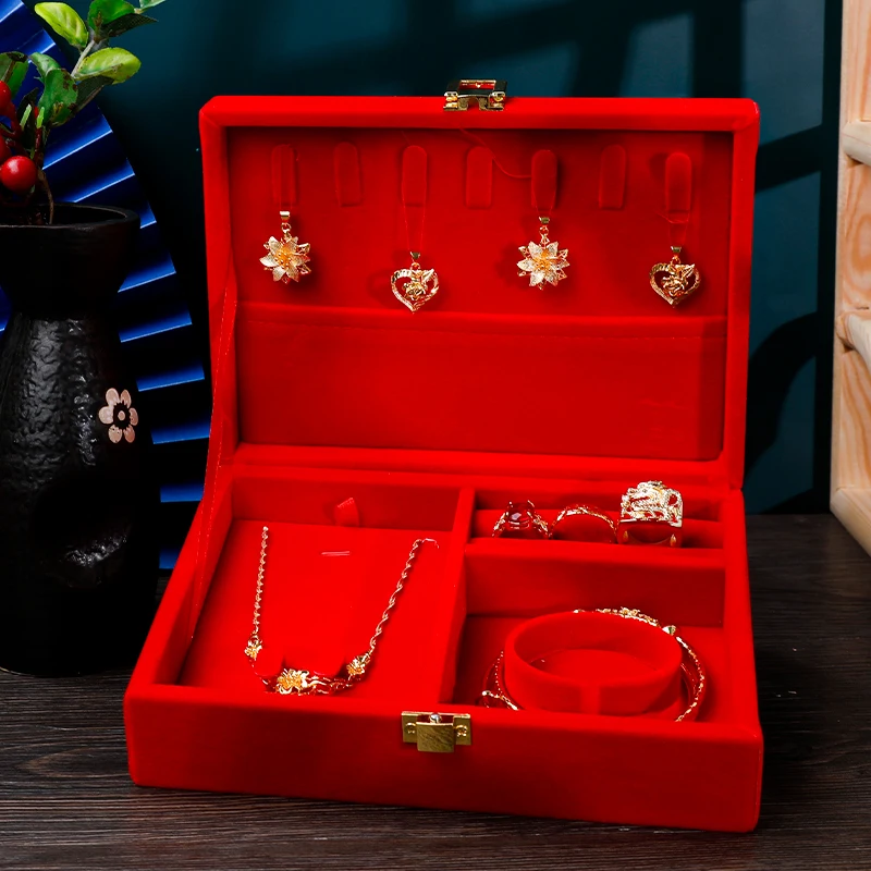 

Dowry Bride Wedding Ring Necklace Bracelet Three Gold Jewelry Box