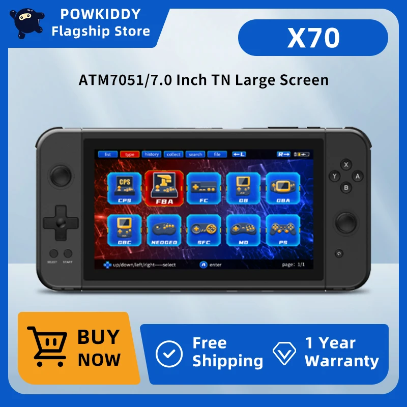 Портативный игровой плеер POWKIDDY X70 HD в стиле ретро