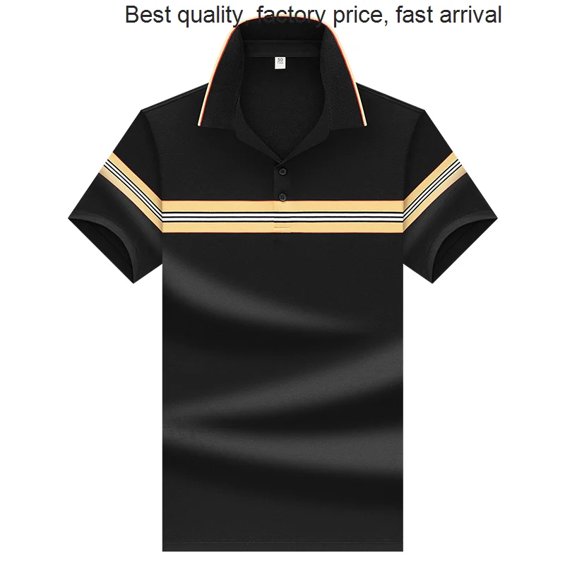 

Рубашка-поло мужская с воротником-стойкой, роскошная брендовая сорочка из дышащей ткани, в простом стиле, подходящий по цвету, черный цвет