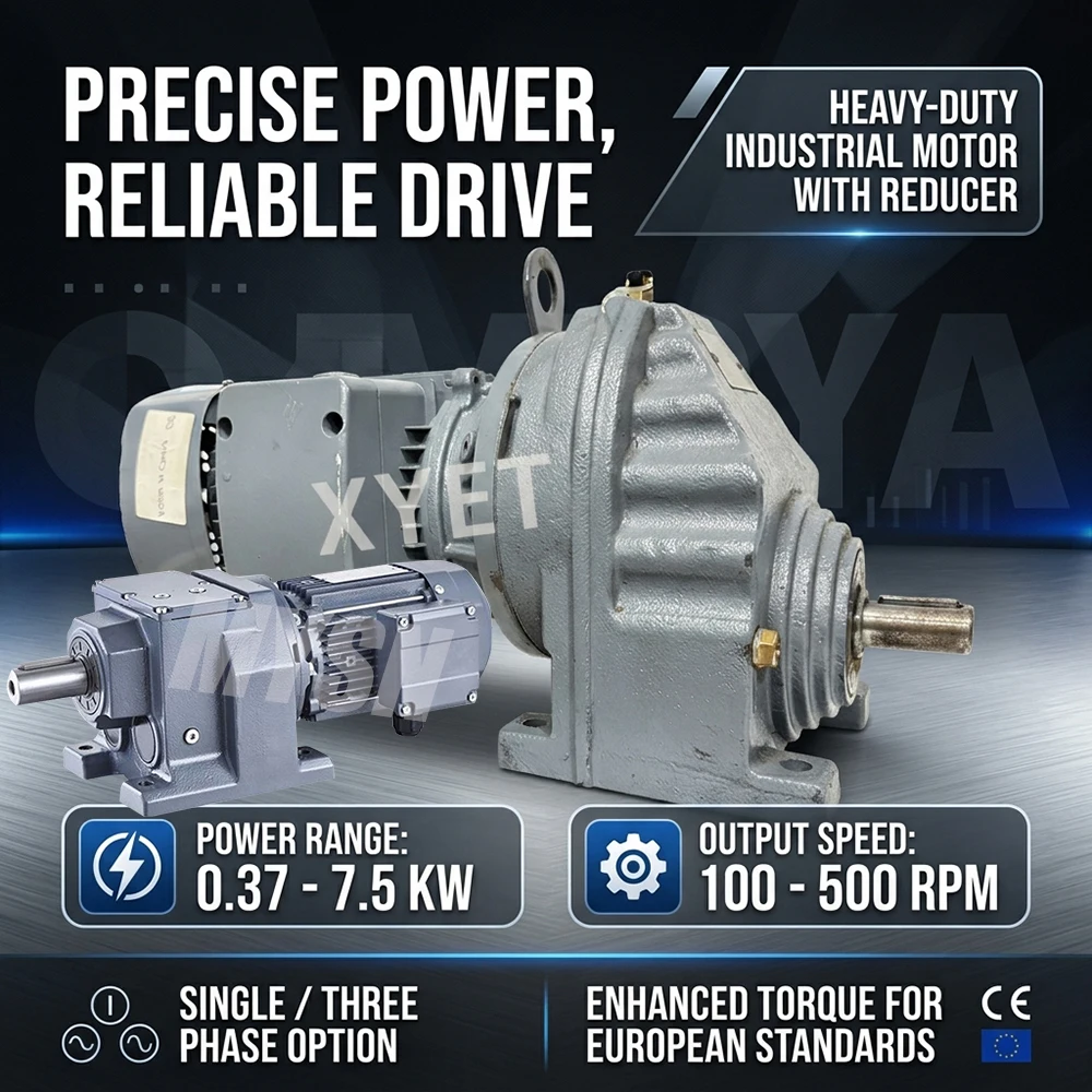 Фото Мотор-редуктор 1100W 1500W 2.2KW, чугунный, RF57, вертикальный, цилиндрический, с редуктором скорости и коробкой передач №1