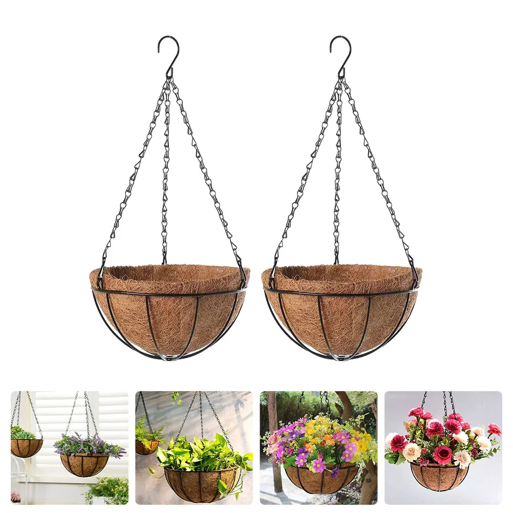

2 Pcs Hanging Basket Decor Wall Planter Planters Outdoor Flower Pendant Flowerpot