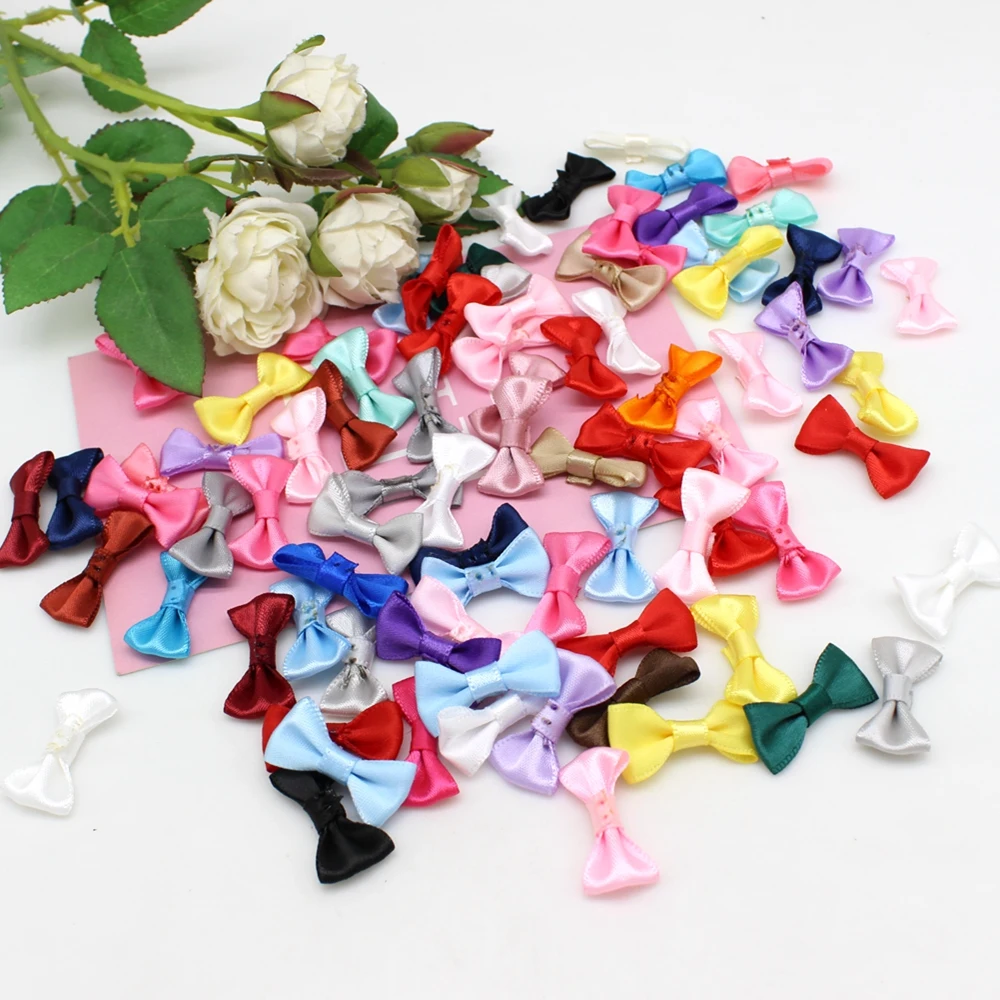 50/100 шт. 15-30 мм мини тканевая лента галстук-бабочка/крошечные атласные банты