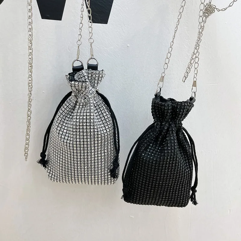 

Fashion Children's Drawstring Bucket Shoulder Bag Shiny Design Parent-child Messenger Bags Phone Pouch Princess Purse Handbags