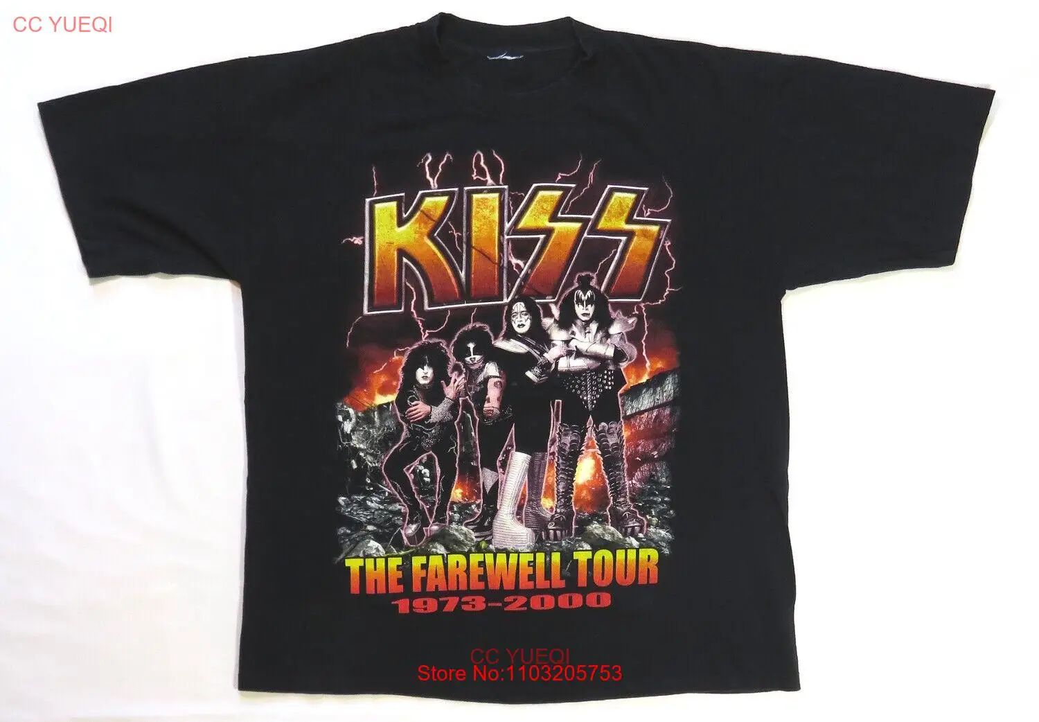 Винтажная Футболка Kiss 2000 The Farewell Tour USA City список Hard Rock Band