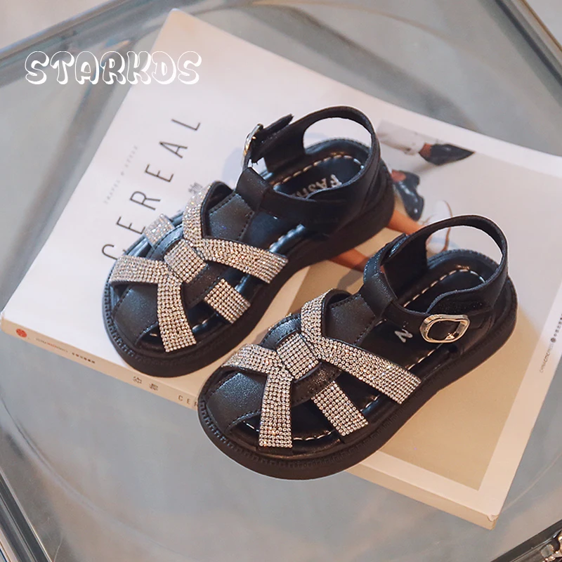 Bling Rhinestone Straps Sandals Girls Luxury Crystal Weave Sandalias Baby Kids Casual Flat Summer Party Dress Shoes enlarge