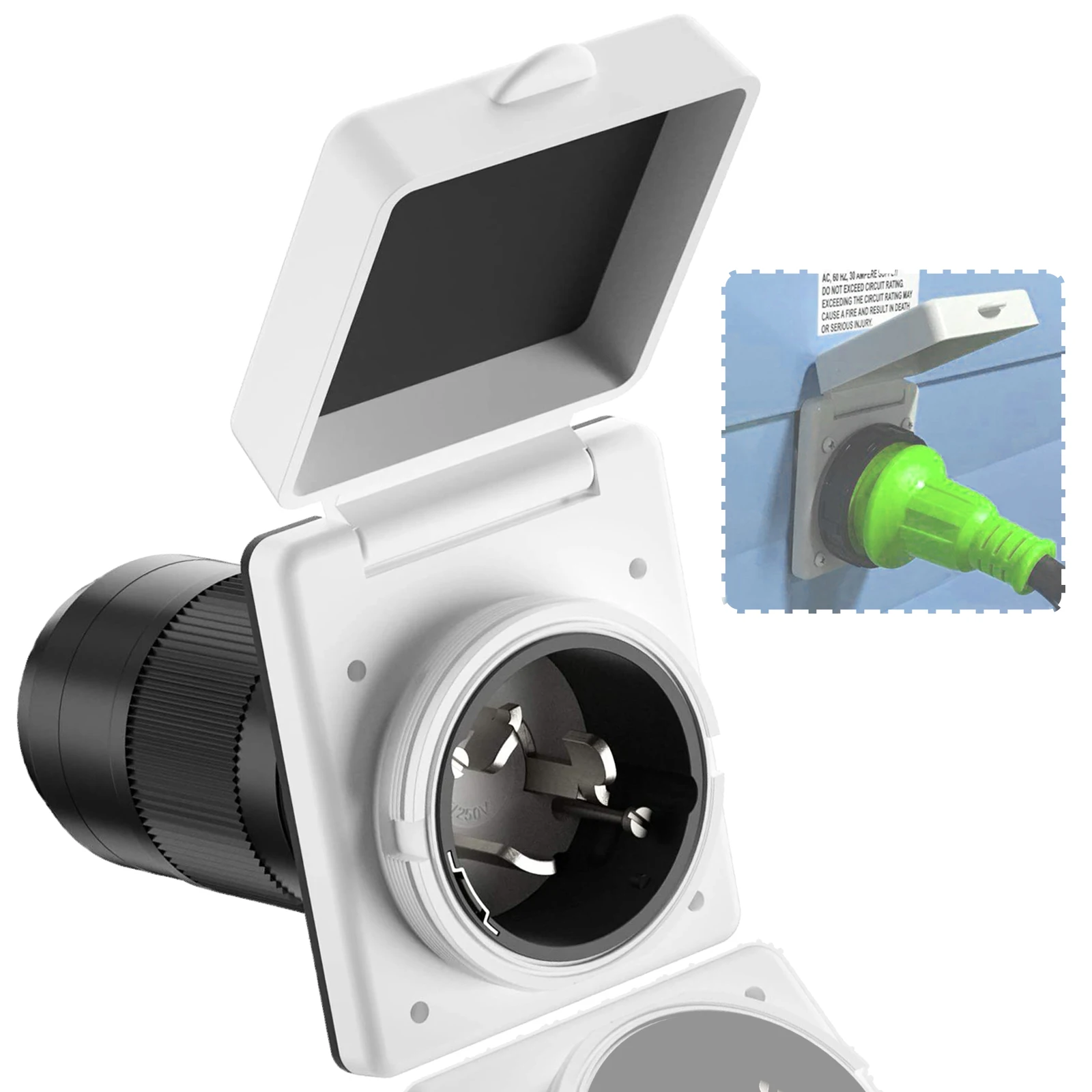 

50A 125/250V Power Inlet Receptacle RV Power Twist Lock with 3 Stainless Steel Marine Shore power inlet for Camper RV FC10009