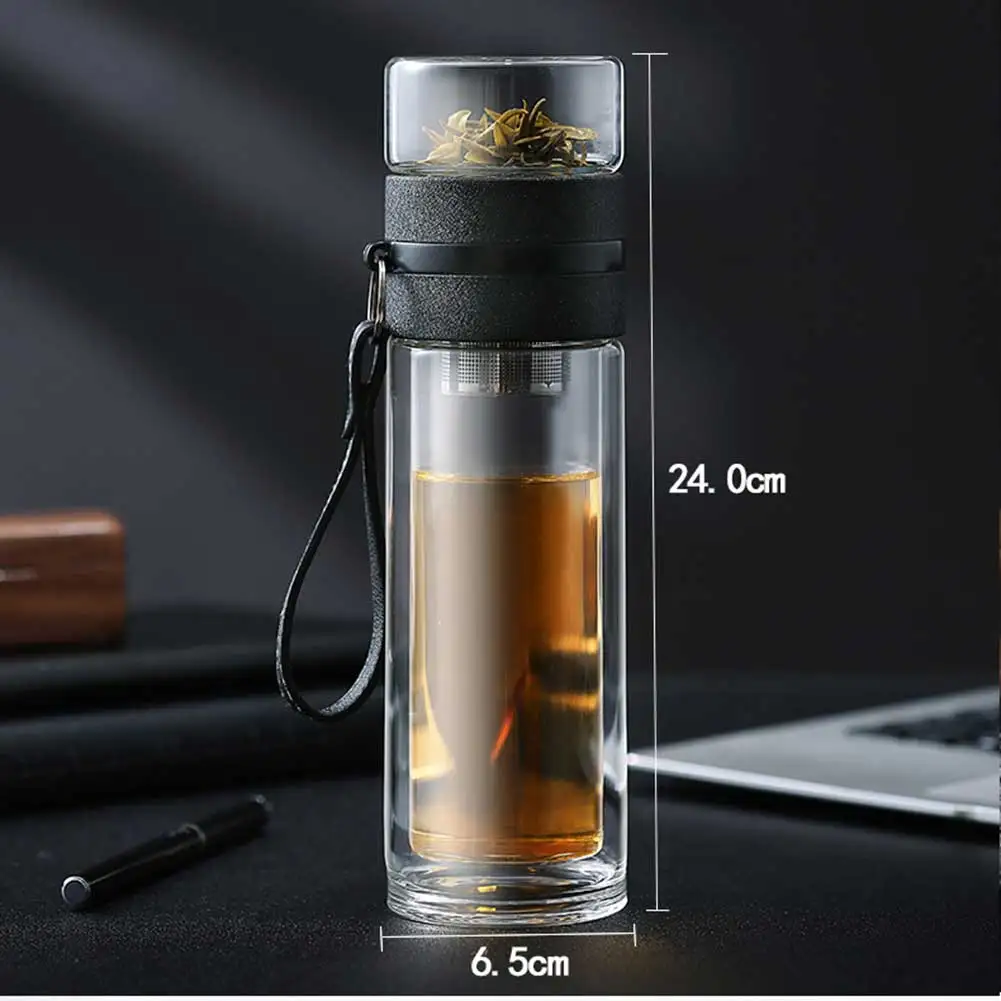 

Transparent Glass Tea Cup Portable Water Tea Bottle with Separate Cup TSL1