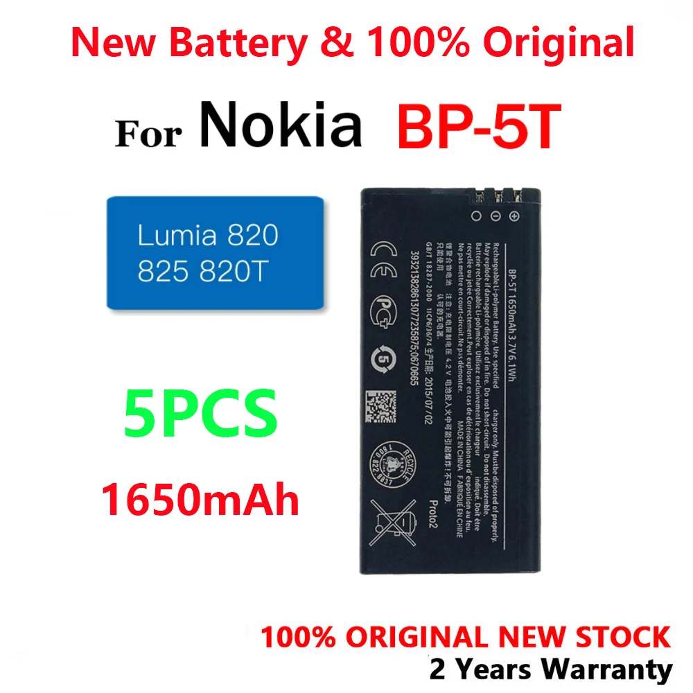 100% новый оригинальный аккумулятор BP-5T 1650 мАч для Nokia Lumia 820 825 820T 820.2 RM-878 BP5T BP 5T Batteria