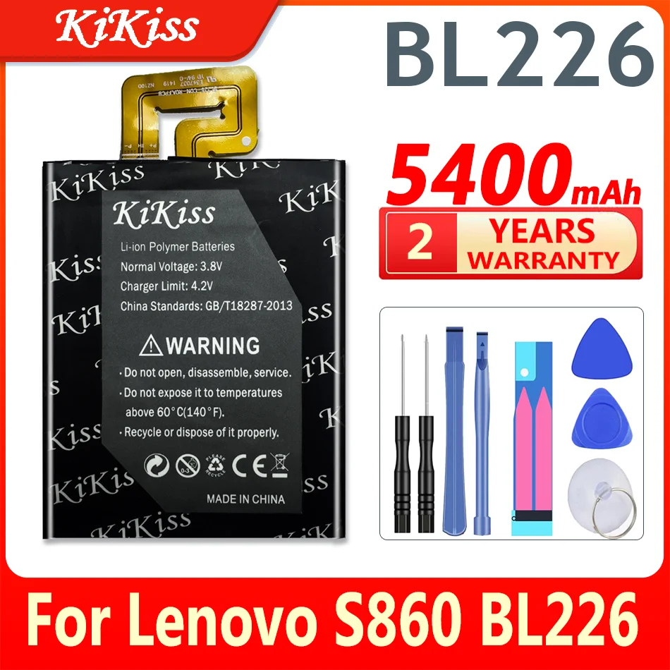 Аккумулятор большой емкости KiKiss для Lenovo S860, 5400 мАч, BL226 BL 226