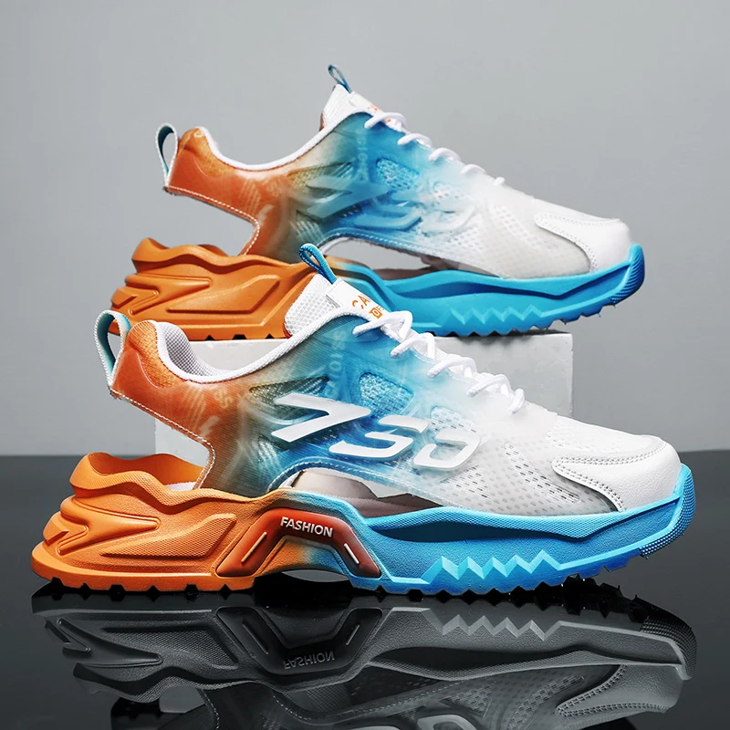 

Мужские Нескользящие сандалии для вождения, дышащие пляжные босоножки из сетчатого материала, для спорта, лето 2023