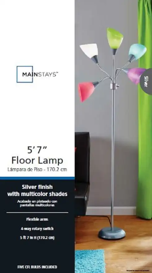 

, Эксклюзивный дизайн, удивительно эксклюзивный дизайн, Металлическая Напольная Лампа с разноцветными оттенками и CFL-лампами, впечатляющий декор для освещения