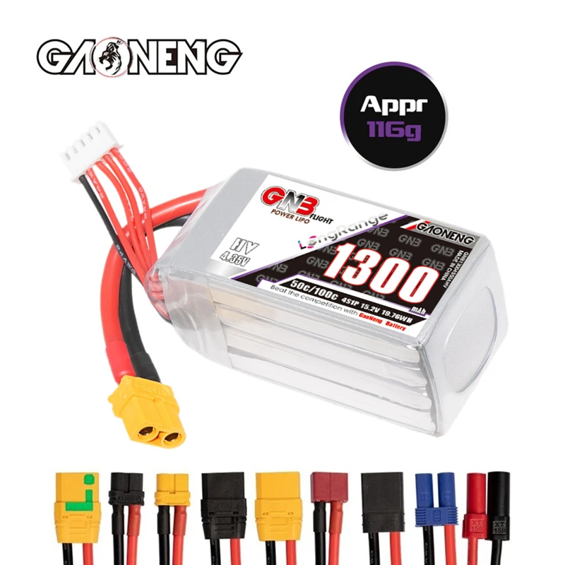 

Original GNB 4S 15.2V 1300mAh Lipo Battery For Culvert machine RC Models Lightweight FPV Racing Drone 50C/100C 15.2V Battery