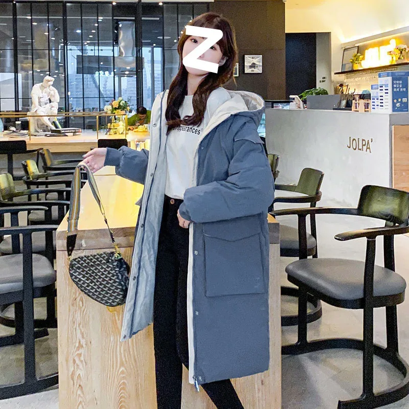 Down Cotton-padded Jacket Women Long Jacket Winter New Loose Plus Size Hooded Padded Warm Cotton-padded Coat for Women