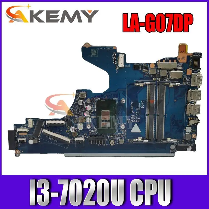

Akemy 15-DA For HP 15-DA 250 G7 Laptop Motherboard I3-7020U CPU EPK50 LA-G07DP L20373-601 L20373-001 Mainboard