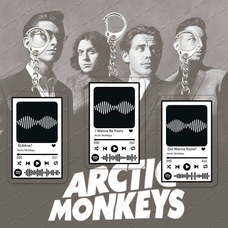 Фото Акриловый брелок Arctic Monkeys с текстом песни из альбома AM, музыкальный код, подвеска для сумки, подарок для фанатов, аксессуары №1