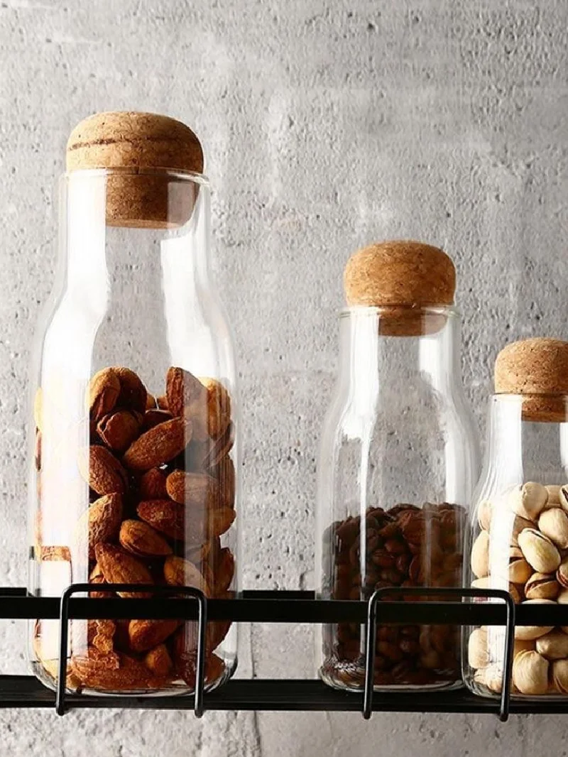 

Storage jar lead-free glass bottle sealed cork cover tea coffee household food grade dried fruit coarse cereals storage bottle