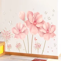 large watercolor pink flowers wall sticker girls nursery removable wall decals for kids room living room home decor wallpaper