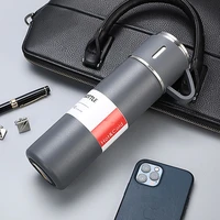 stainless steel gray thermal mug portable coffee water bottle outdoor fitness sports thermos for business men gift