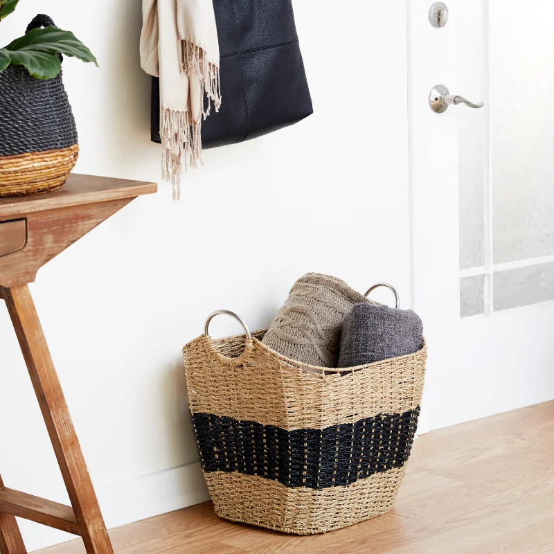 Natural Brown Seagrass Weave Storage Basket, 1 - Piece Wicker Basket