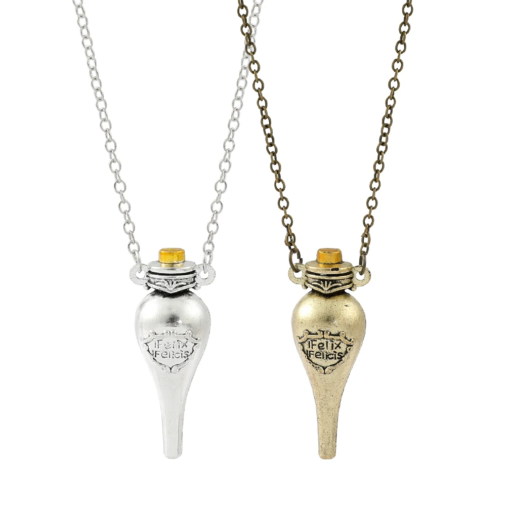 

Harry Potter Felix Felicis Necklaces Gold Silver Color Potion Bottle Necklaces Movie Periphery Cosplay Props Accessories Gift