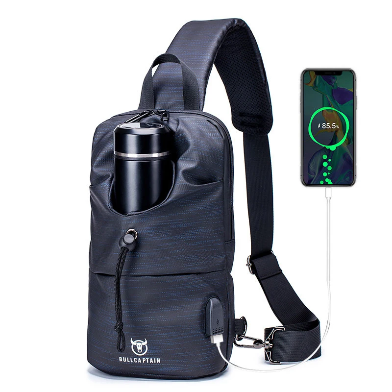 Men's Casual Shoulder Straps Single Shoulder Cross-body Chest Packaging With Water Bottle Holder 10 Inch Laptop Bag