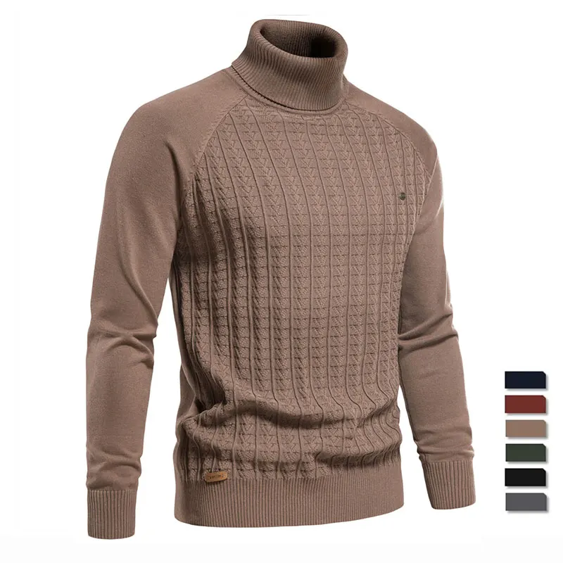 

Vanmie Classic Knitted Turtleneck Men Sweater Cotton High Quality Men Pullover Winter Casual Sweaters for Men Warm Male Clothing