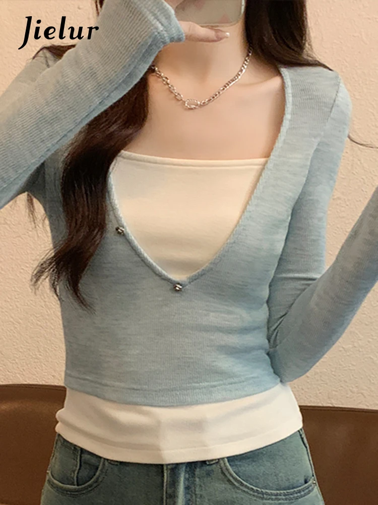 Jielur весенний сексуальный комплект из двух предметов женская блузка