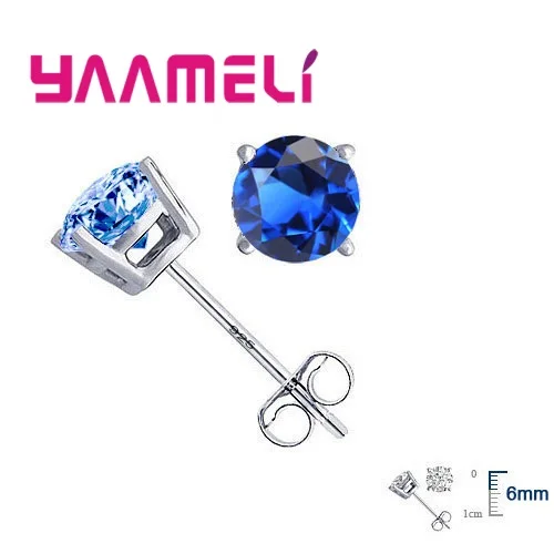 

Женские серьги-гвоздики из серебра 925 пробы с круглыми кристаллами