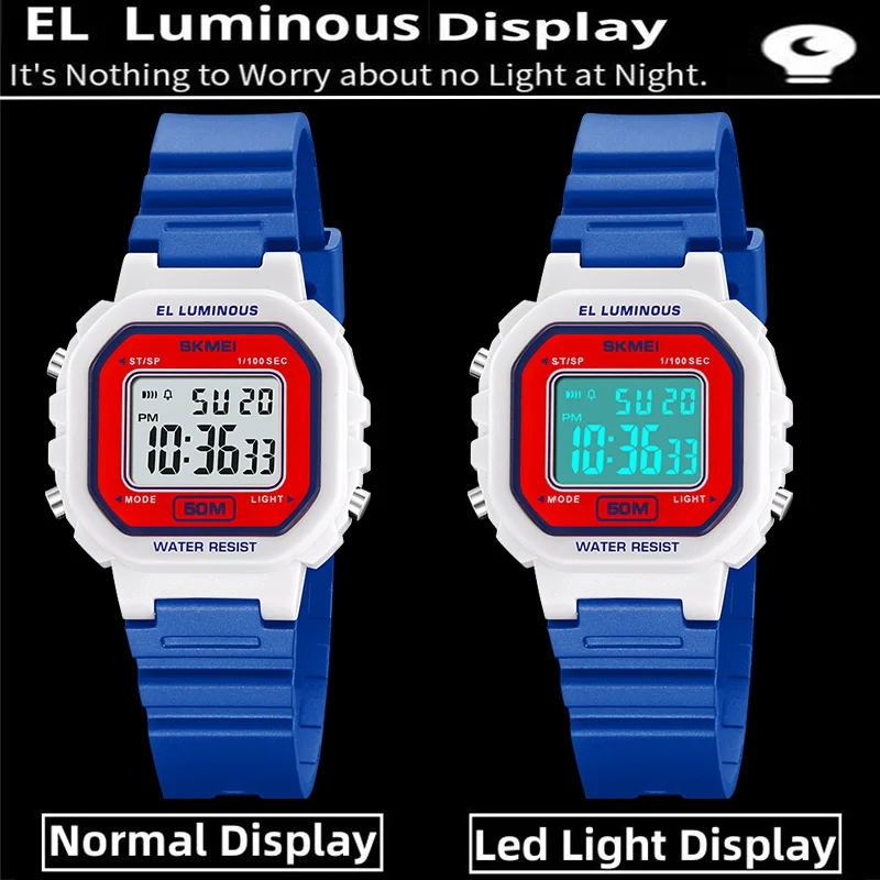 Skmei женские светодиодные хронографы спортивные часы модный ремешок из ТПУ