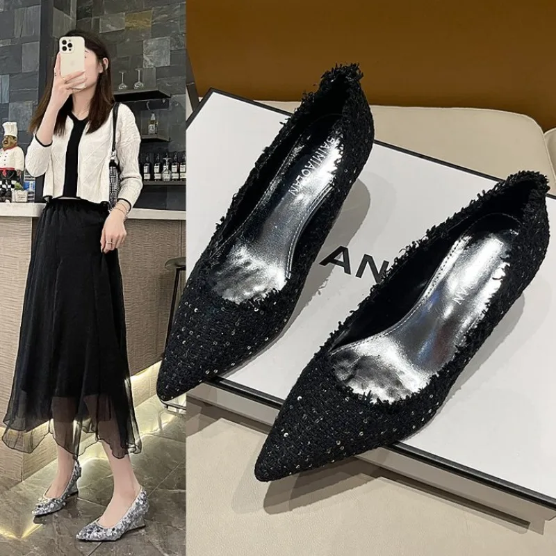 Сексуальные блестящие женские тапочки туфли-мулы модельные вечерние летние