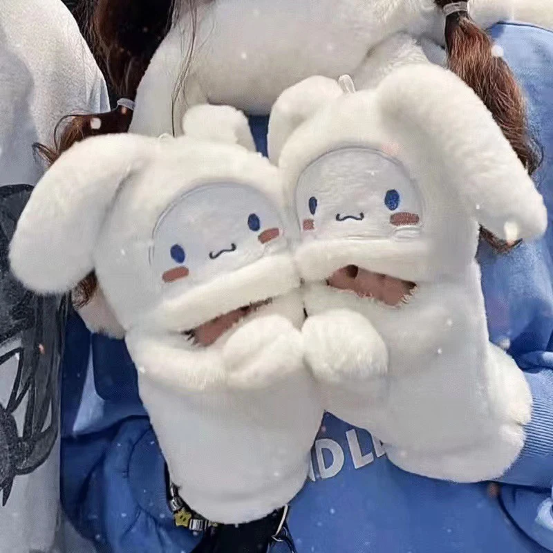 

Sanrio Cinnamoroll Plush Gloves Kawaii Anime My Melody Student Soft Padded Plushies Winter Warm Flap Mittens Toy Girls Gifts