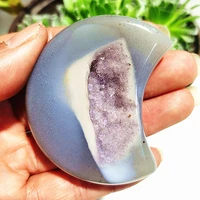 aa natural stone crystal agate sculpture moon crystal yoga exercise stone home feng shui furnishings