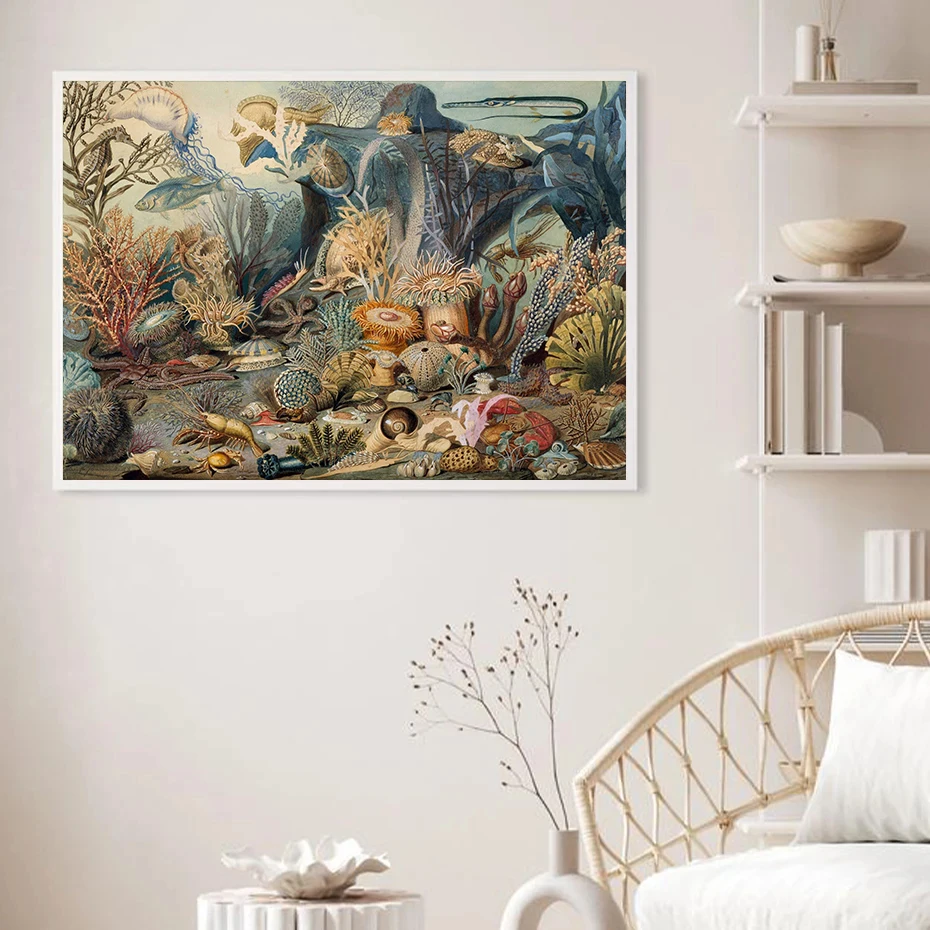 Антикварные морские животные Подводный ландшафт искусство биология морская