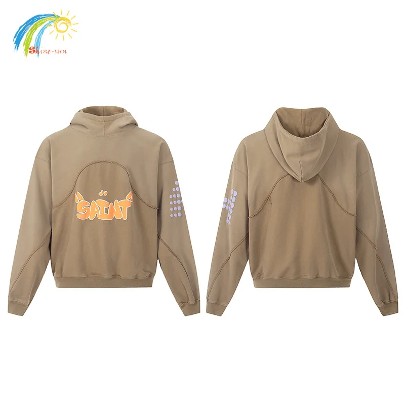 24FW пенопластовый буквенный логотип с принтом Saint толстовка высоким воротом