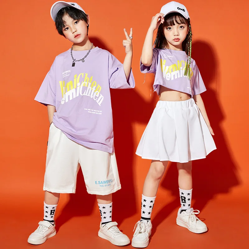 

New Summer Boy Girl Sports Clothing Set Kid Short Sleeve T-shirts Shorts Skirt 2pcs Children Trendy Outfits Teen Hip Hop Costume