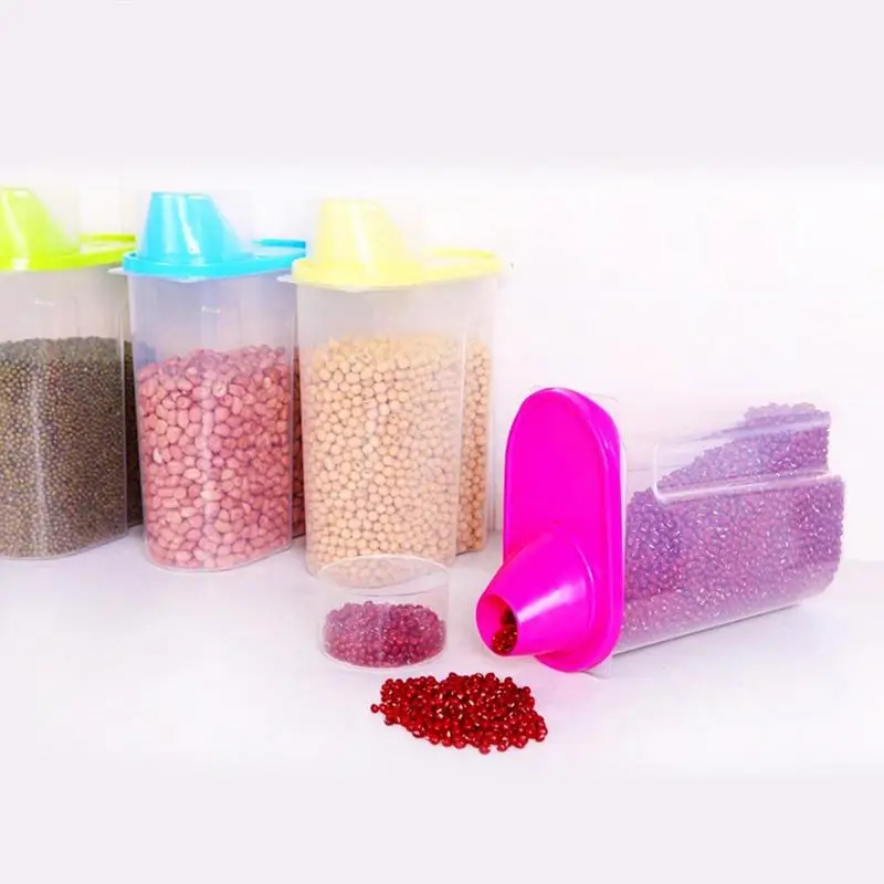 

Beans Containers Storage Rice Storage Container Grain Bucket Tick Design Comfortable To Hold Upper Silicone Cover Inclined Mouth