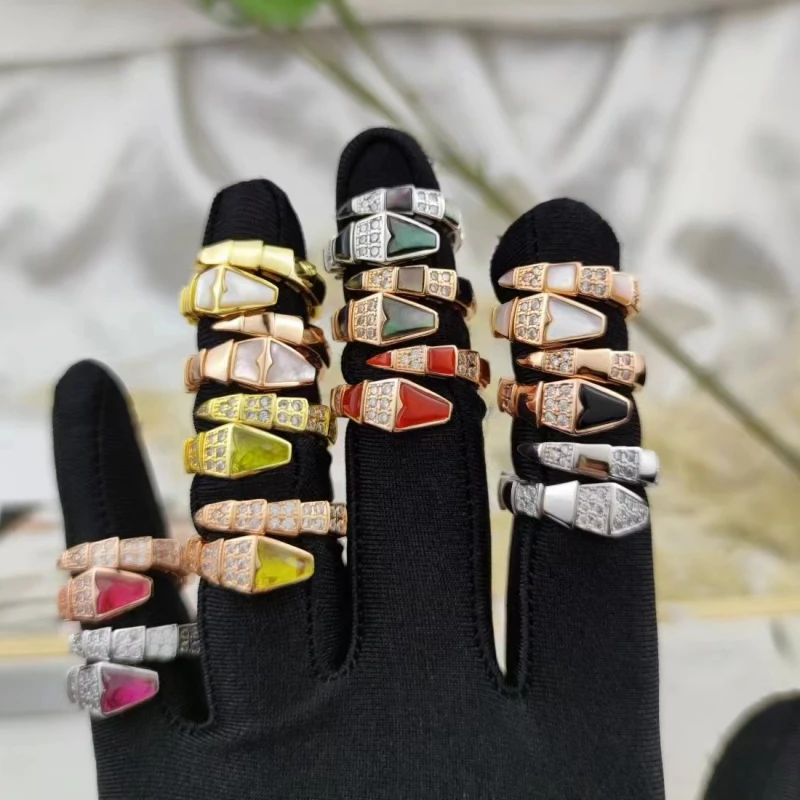 

European and American Premium Fritillaria Snake Ring 925 Silver Plated Gold Light Luxury Unisex Fashion Brand Jewelry Gift