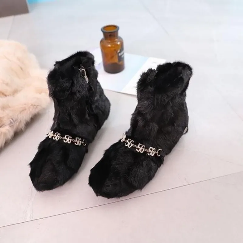 Женские модные зимние ботинки на низком каблуке новые с круглой головкой