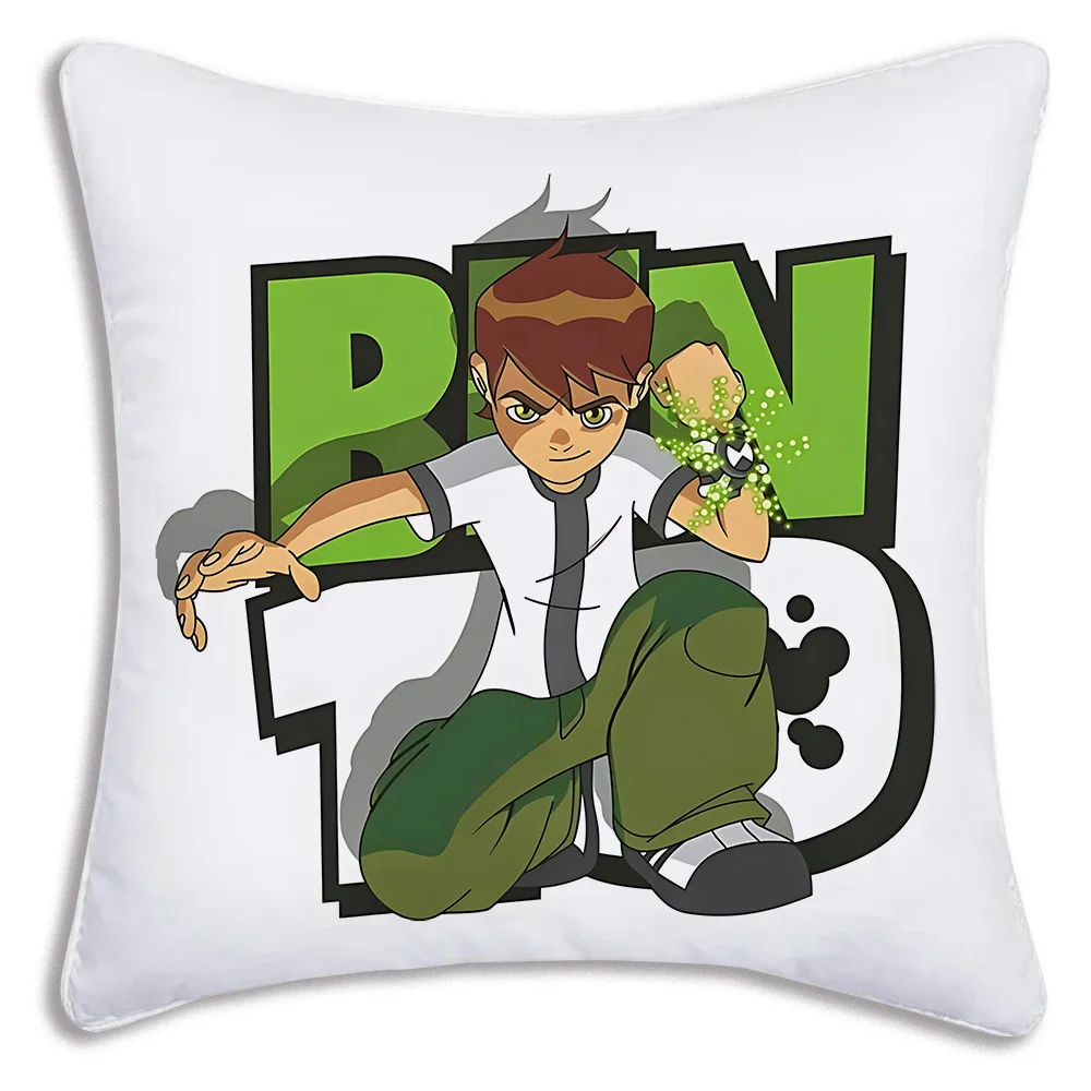 Pillow Covers Cartoon B-Ben 10 Cool Sofa Decorative Home Double-sided Printing Short Plush Cute Cushion Cover