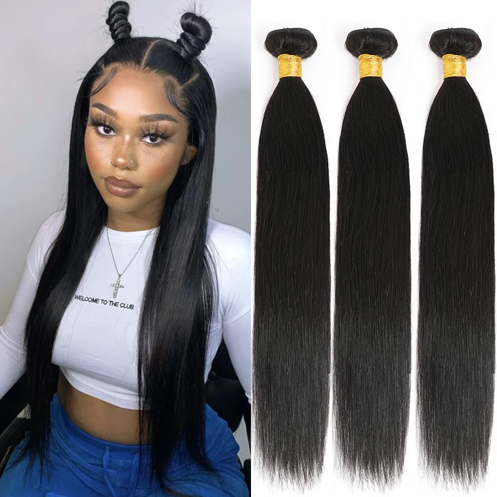 

Straight Hair Bundles Raw Indian Human Hair Weave Bundle 3Pcs 4Pcs Lot Natural Color Remy Hair Extension Beautiful Silk Straight