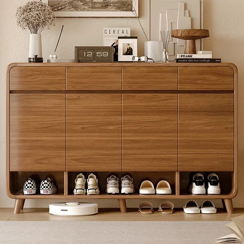 Деревянный ящик для обуви регулируемый вертикальный современный стеллаж