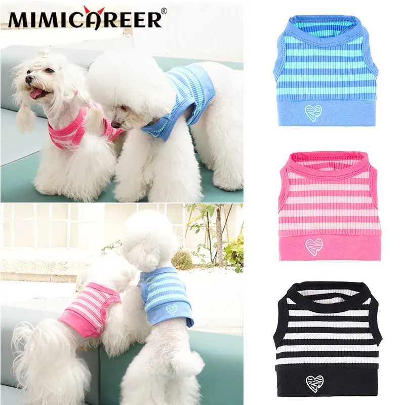 

Dog Vest Half T-shirt Summer Thin Striped Sweet Kitten & Puppy Shirt Lightweight Dog Clothing for Small Dogs Pet Supplies