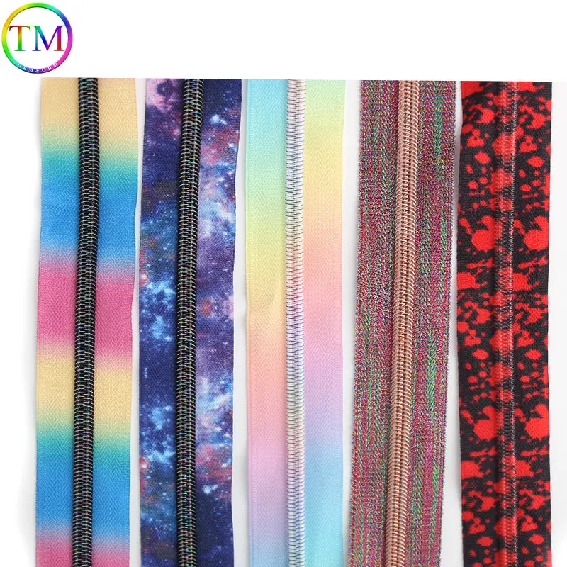 Rose gold Fashion Metal Starry Sky Zippers Nylon Printed Rainbow Zipper Diy Bags Purse Craft Sewing Supplies Accessories
