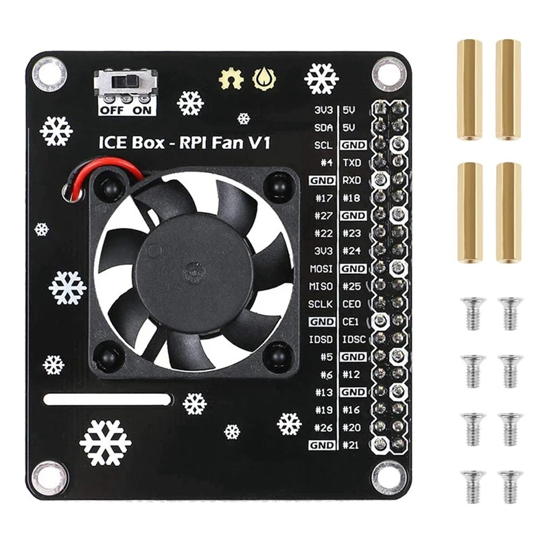 

Плата расширения вентилятора охлаждения для Raspberry Pi 4B 3B + 3B, плата расширения вентилятора радиатора со светодиодный светильник кой