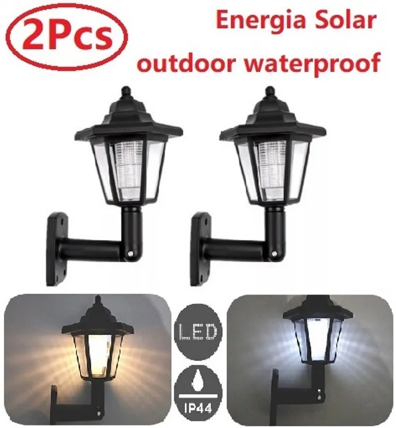 

Шестиугольная уличная Светодиодная лампа на солнечной батарее, настенный ретро-светильник, декоративный водонепроницаемый ландшафтный св...