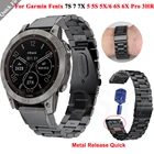 Ремешок для наручных часов Garmin Fenix 7 7S 7X 6 6X Pro 5 5XPlus 3HR 5S 6S, быстросъемный браслет из нержавеющей стали, 26 22 20 мм